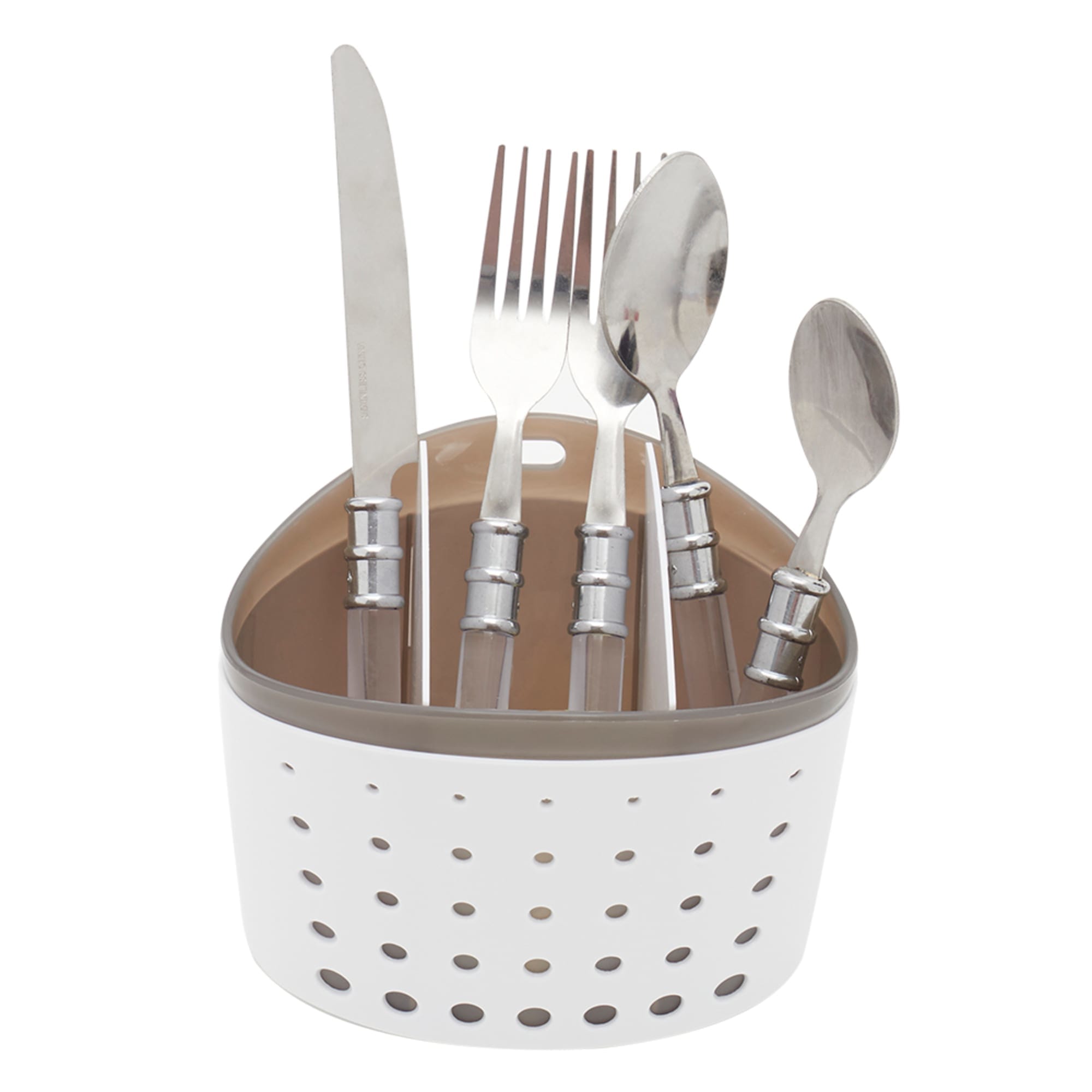 Home Basics 3 Section Perforated Plastic Cutlery Holder with Removable Inserts, White $2.50 EACH, CASE PACK OF 24