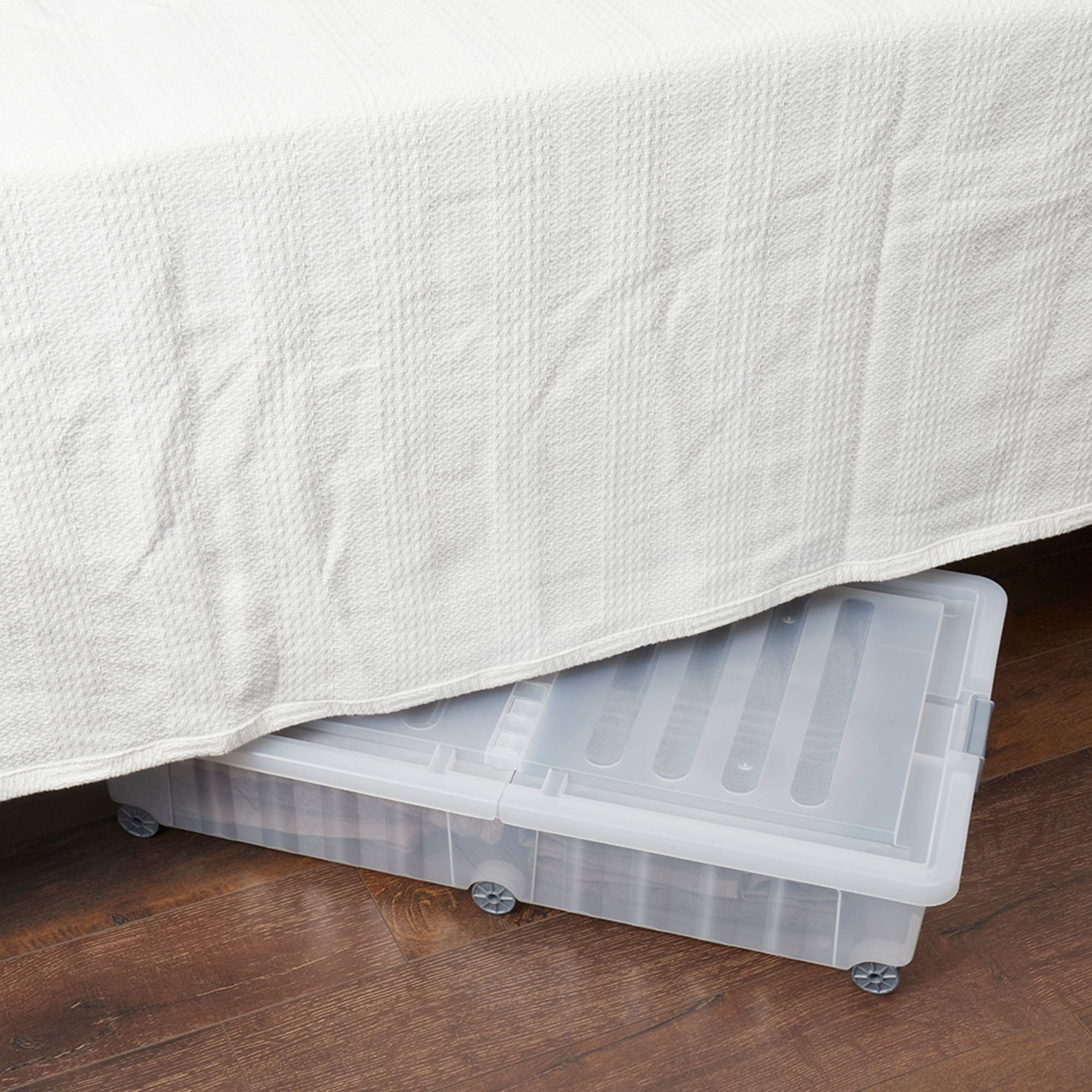 Home Basics 45L Under The Bed Storage Box with Wheels, Clear $25 EACH, CASE PACK OF 6