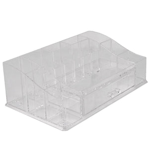 Home Basics Deluxe Large Shatter-Resistant Plastic Mult-Compartment Cosmetic Organizer with Easy Open Drawer, Clear $10.00 EACH, CASE PACK OF 12
