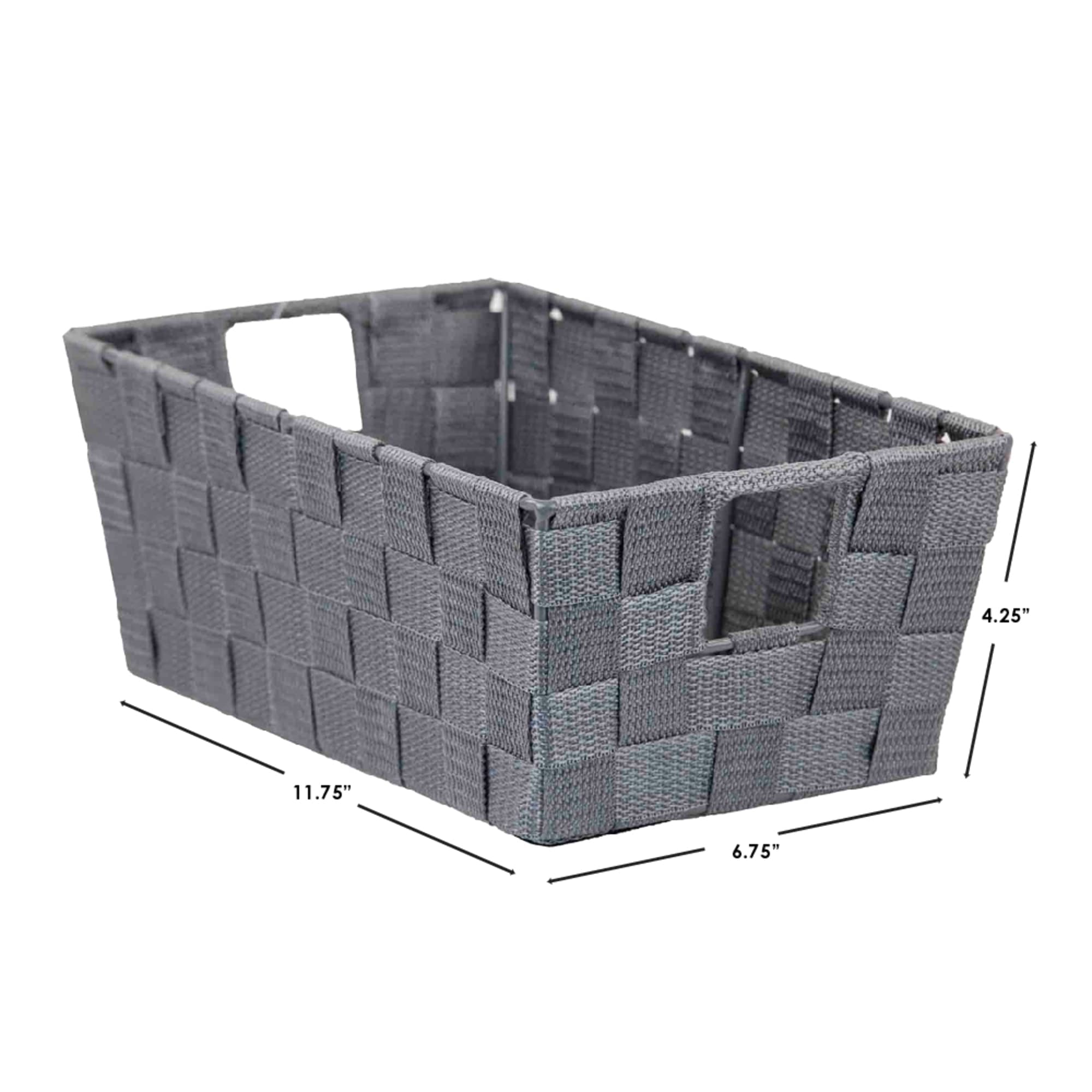 Home Basics Small Double Woven Polyester Strap Open Bin with Sturdy Steel Frame and Cut-out Handles, Grey $3.00 EACH, CASE PACK OF 6