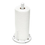 Load image into Gallery viewer, Home Basics Weave Freestanding Cast Iron Paper Towel Holder with Dispensing Side Bar, White
 $10.00 EACH, CASE PACK OF 3
