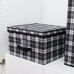 Load image into Gallery viewer, Home Basics Plaid Non-Woven Jumbo Storage Box with Label Window, Black $6.00 EACH, CASE PACK OF 12

