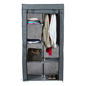 Home Basics 6 Tier Portable Free-Standing  Multi- Purpose Closet Organizer Non-woven Fabric Shelves and 43" Wide Steel Hanging Rod, Grey $25.00 EACH, CASE PACK OF 6