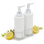Load image into Gallery viewer, Home Basics 2-Piece Ceramic Dispensers With Caddy, White $10.00 EACH, CASE PACK OF 6
