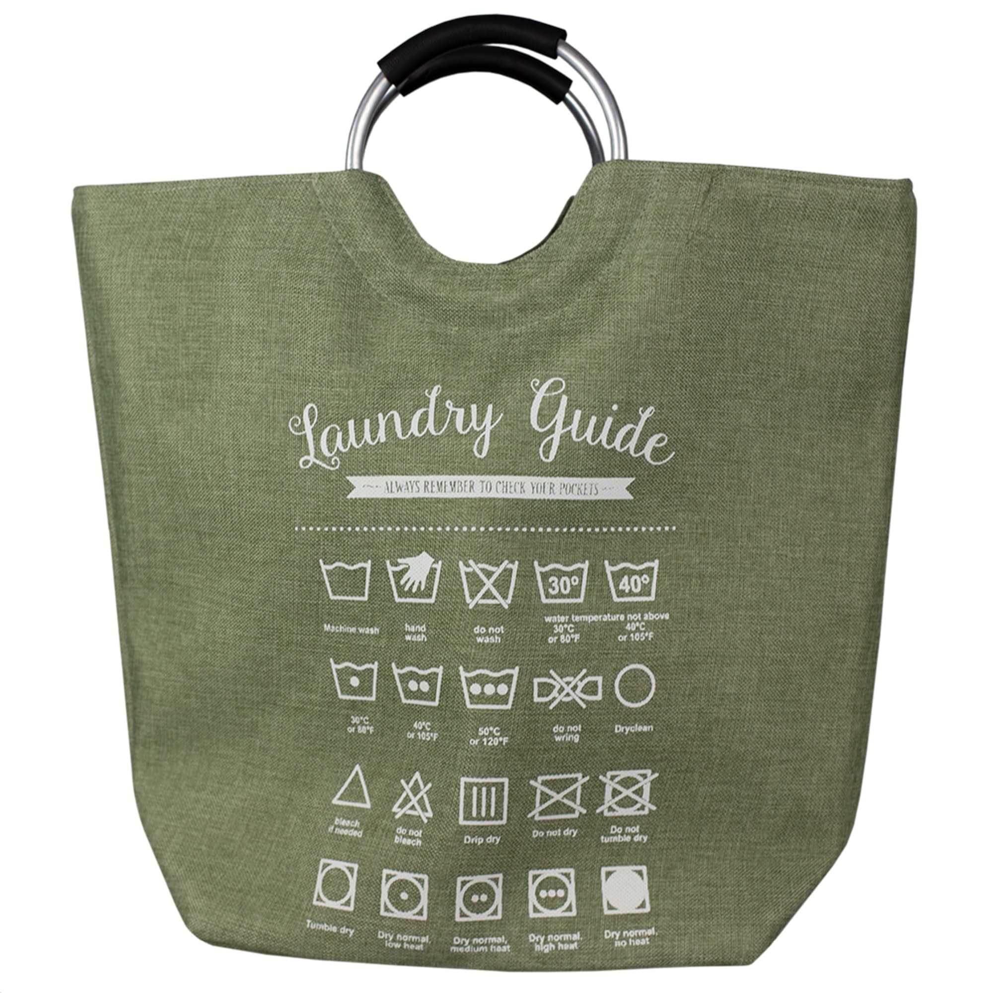 Home Basics Laundry Guide Canvas Hamper Tote with Soft Grip Handles, Green $12.00 EACH, CASE PACK OF 6