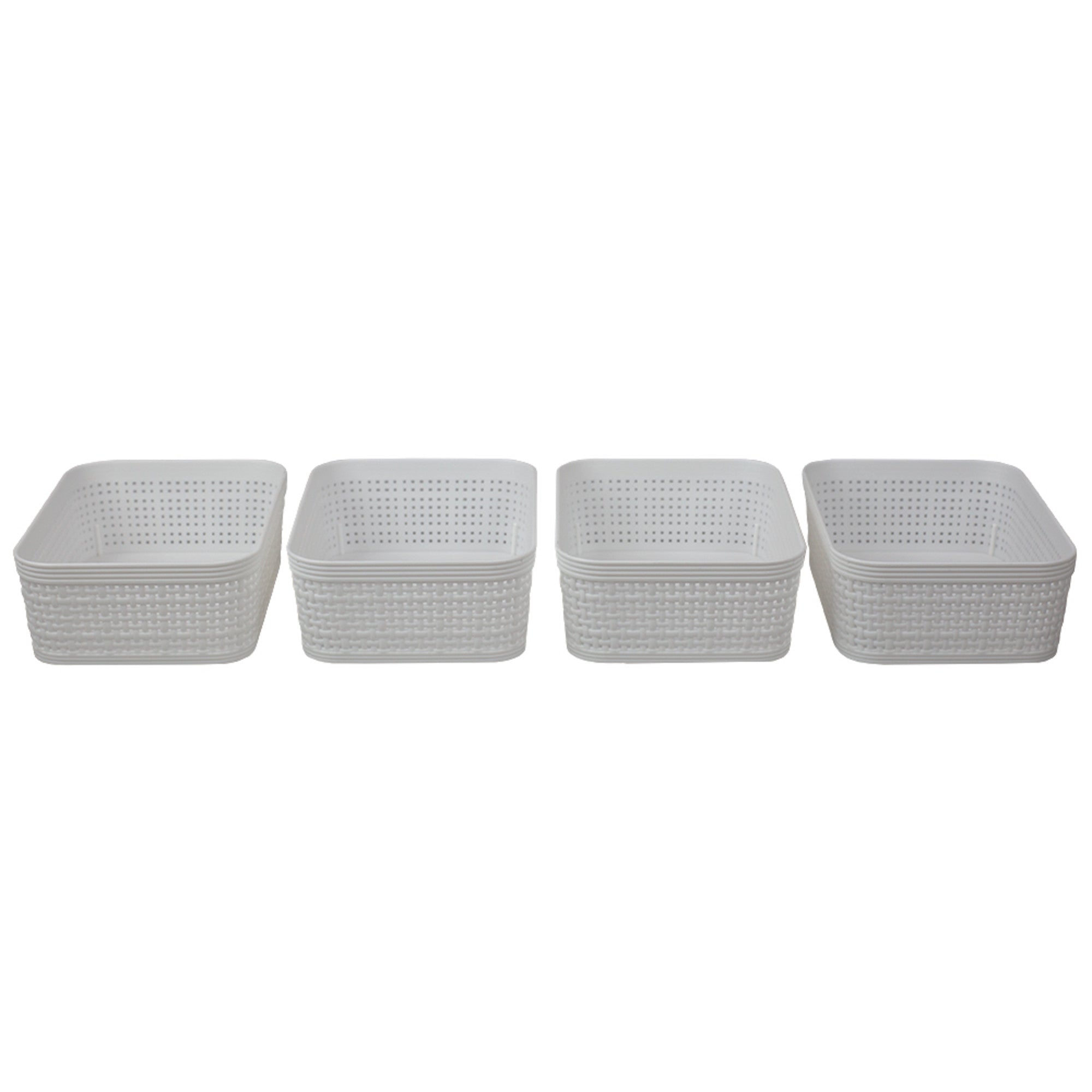 Home Basics Trellis 7.5" x 5.25" x 2.25" Multi-Purpose Stackable Plastic Storage Basket, (Pack of 4) - Assorted Colors