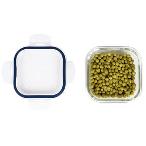 Michael Graves Design 17 Ounce High Borosilicate Glass Square Food Storage Container with Indigo Rubber Seal $3.00 EACH, CASE PACK OF 12