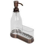 Load image into Gallery viewer, Home Basics Plastic Soap Dispenser with Brushed Steel Top  and Fixed Sponge Holder, Bronze $6.00 EACH, CASE PACK OF 12
