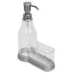 Load image into Gallery viewer, Home Basics Plastic Soap Dispenser with Brushed Steel Top and Fixed Sponge Holder, Chrome $6.00 EACH, CASE PACK OF 12
