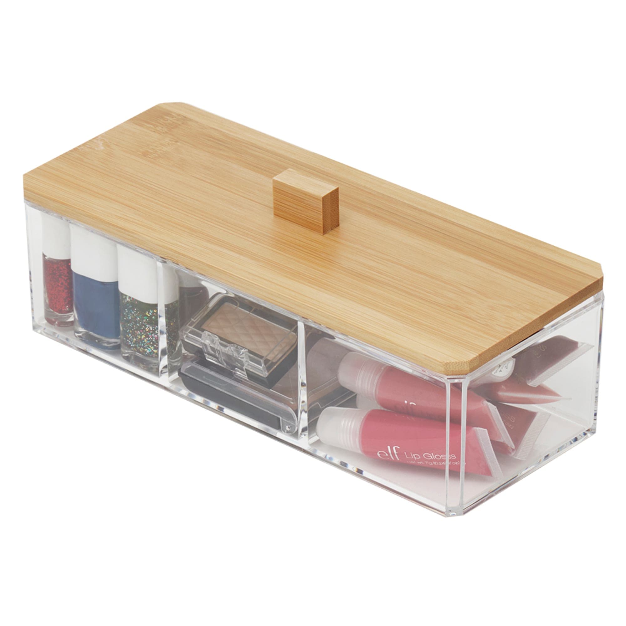 Home Basics Serene Large 3 Compartment Cosmetic Organizer with Bamboo Lid $8.00 EACH, CASE PACK OF 12