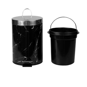 Home Basics Faux Marble 3 Liter Step Waste Bin with Built-in Metal Handle, Black $8.00 EACH, CASE PACK OF 6