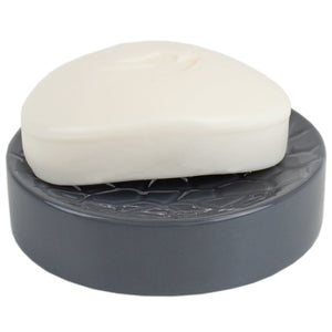 Home Basics 4-Piece Ceramic Cobblestone Bath Accessory Set, Grey $10.00 EACH, CASE PACK OF 12