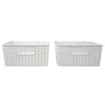 Load image into Gallery viewer, Home Basics Crossweave 14&quot; x 11.75&quot; x 5.25&quot; Multi-Purpose Stackable Plastic Storage Basket, (Pack of 2) - Assorted Colors
