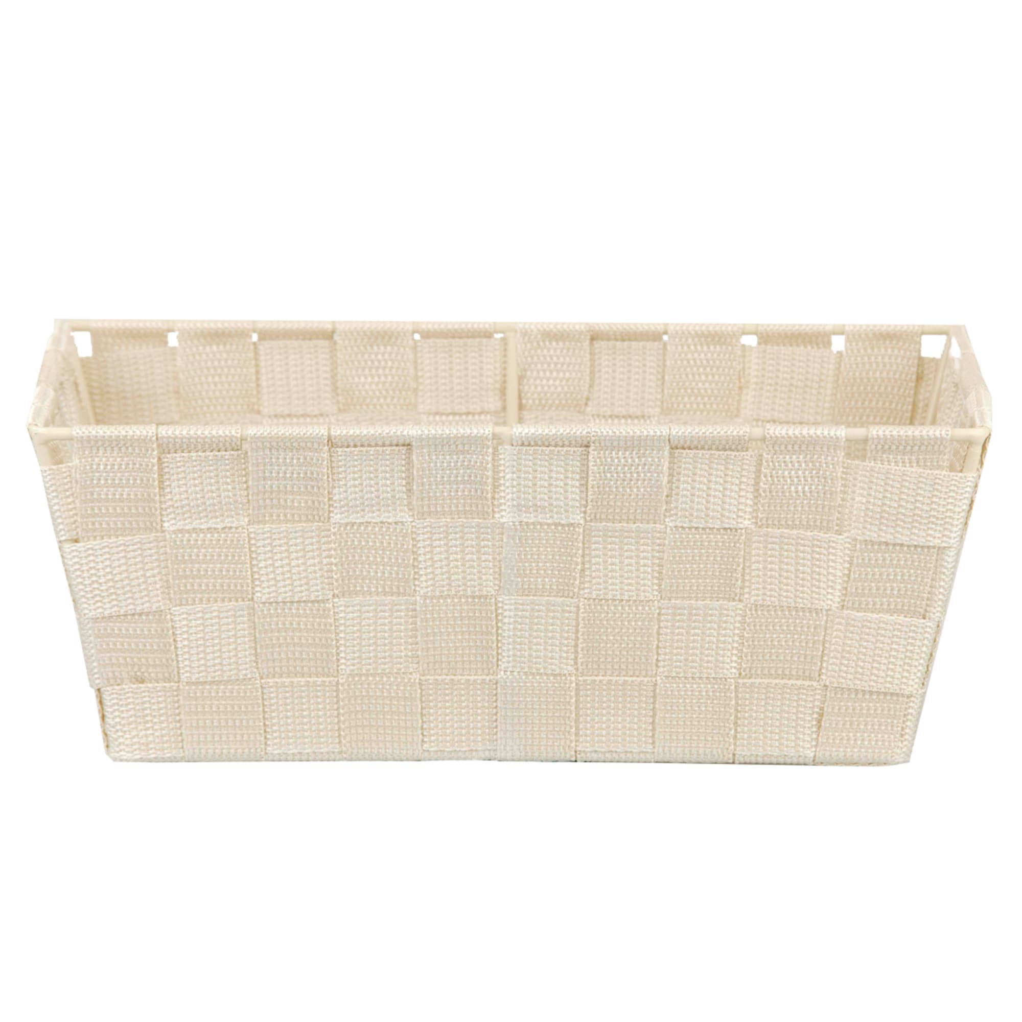 Home Basics Polyester Woven Strap Open Bin, Ivory $3.00 EACH, CASE PACK OF 6