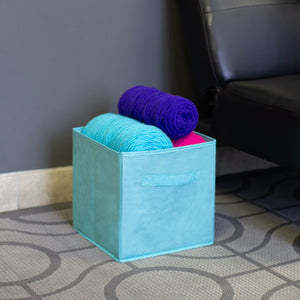 Home Basics Collapsible and Foldable Non-Woven Storage Cube, Turquoise $3.00 EACH, CASE PACK OF 12