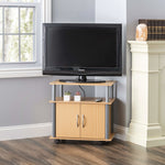 Load image into Gallery viewer, Home Basics Rolling TV Stand with Cabinet, Natural $40.00 EACH, CASE PACK OF 1
