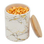 Load image into Gallery viewer, Home Basics Medium Marble Like Medium Ceramic Canister with Bamboo Top, White $6.00 EACH, CASE PACK OF 12
