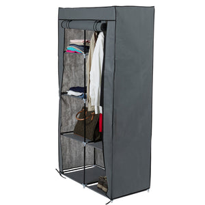 Home Basics 6 Tier Portable Free-Standing  Multi- Purpose Closet Organizer Non-woven Fabric Shelves and 43" Wide Steel Hanging Rod, Grey $25.00 EACH, CASE PACK OF 6