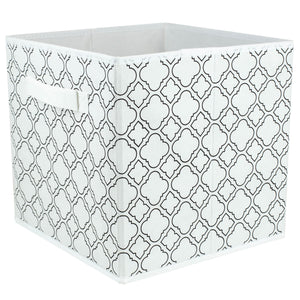 Home Basics Quatrefoil Collapsible Non-Woven Storage Cube, White $3.00 EACH, CASE PACK OF 12