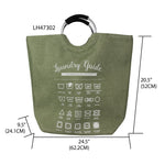 Load image into Gallery viewer, Home Basics Laundry Guide Canvas Hamper Tote with Soft Grip Handles, Green $12.00 EACH, CASE PACK OF 6
