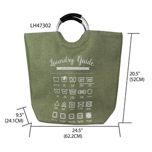 Home Basics Laundry Guide Canvas Hamper Tote with Soft Grip Handles, Green $12.00 EACH, CASE PACK OF 6