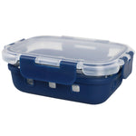 Load image into Gallery viewer, Michael Graves Design Rectangle Small 12 Ounce High Borosilicate Glass Food Storage Container with Plastic Lid, Indigo $5.00 EACH, CASE PACK OF 12

