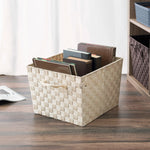 Load image into Gallery viewer, Home Basics X-Large Polyester Woven Strap Open Bin, Ivory $10.00 EACH, CASE PACK OF 6
