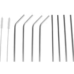 Load image into Gallery viewer, Home Basics 10 Piece Reusable Stainless Steel Drinking Straw Set, Silver $4.00 EACH, CASE PACK OF 24
