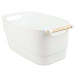 Load image into Gallery viewer, Home Basics Large Plastic Basket with Wooden Handle, White $10.00 EACH, CASE PACK OF 12
