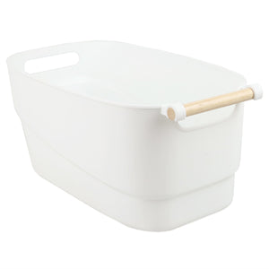Home Basics Large Plastic Basket with Wooden Handle, White $10.00 EACH, CASE PACK OF 12