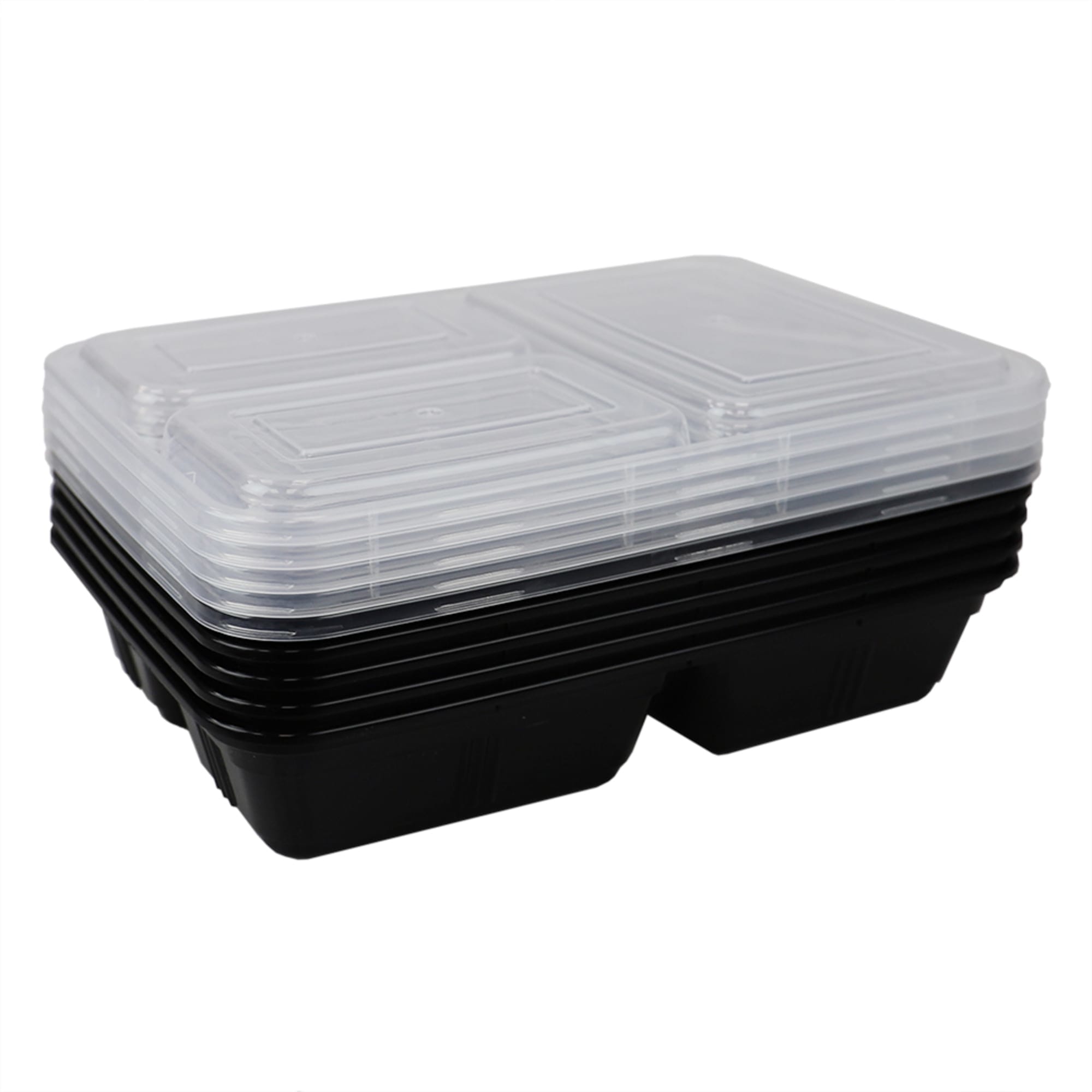 Home Basic 10 Piece 3 Compartment BPA-Free Plastic Meal Prep Containers, Black $4.00 EACH, CASE PACK OF 12