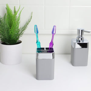 Home Basics Skylar ABS Plastic Toothbrush Holder, Grey $3.00 EACH, CASE PACK OF 12