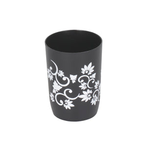 Home Basics Floral Printed 7 Piece Plastic Bath Accessory Set, Black $10.00 EACH, CASE PACK OF 6