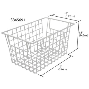 Home Basics 10.5" x 6.5" Vinyl Coated Steel Pull Out Wire Storage Basket, White $3.00 EACH, CASE PACK OF 12