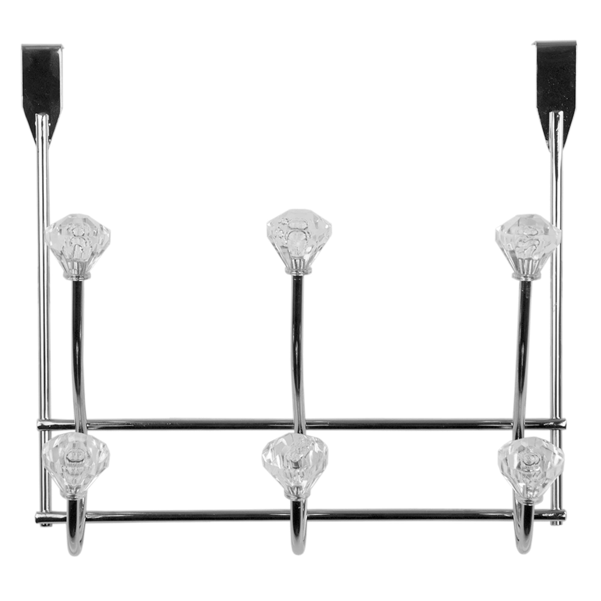 Home Basics Chrome Plated Steel 3 Hook Over the Door Hanging Rack, Crystals $5.00 EACH, CASE PACK OF 12