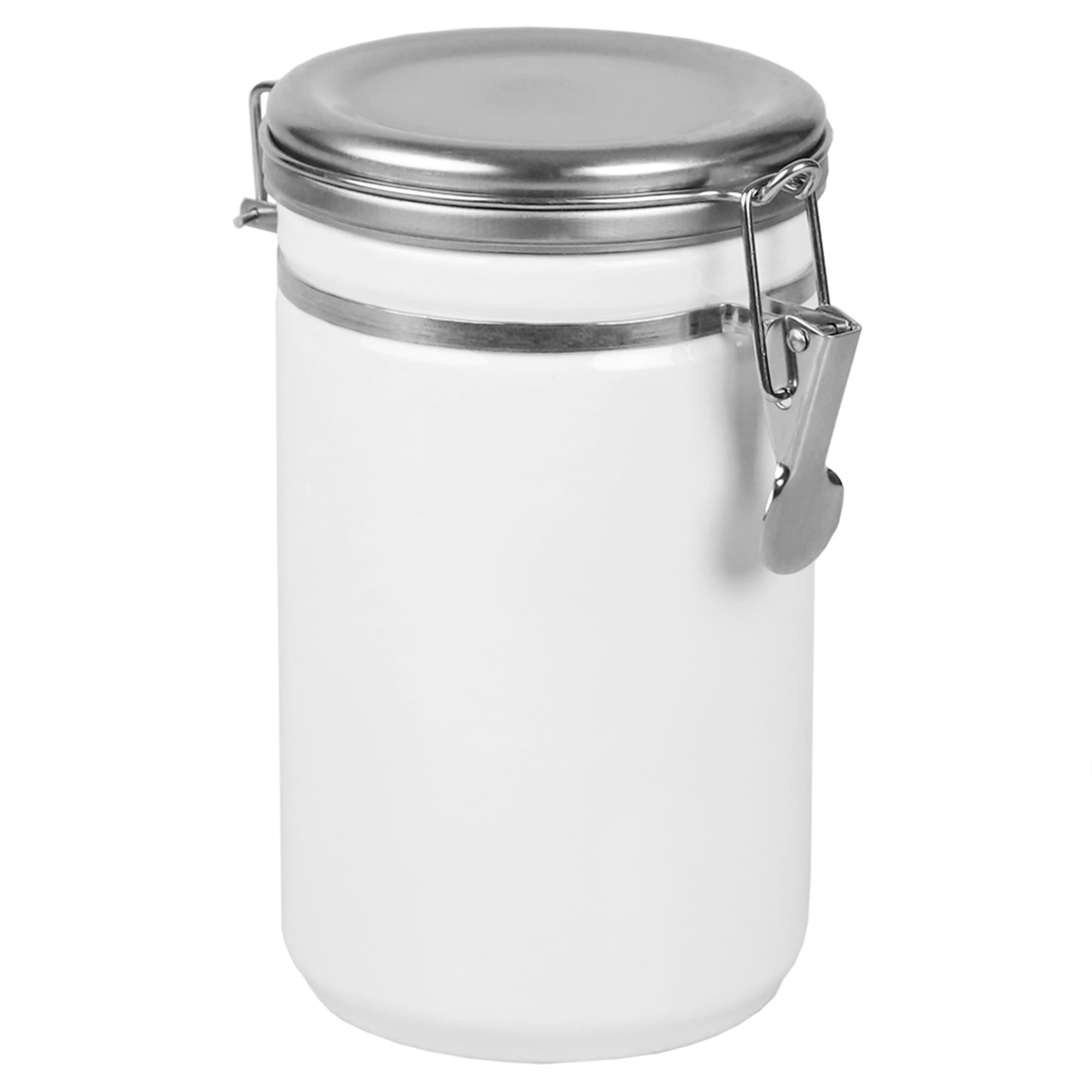 Home Basics 45 oz. Canister with Stainless Steel Top, White $8 EACH, CASE PACK OF 8