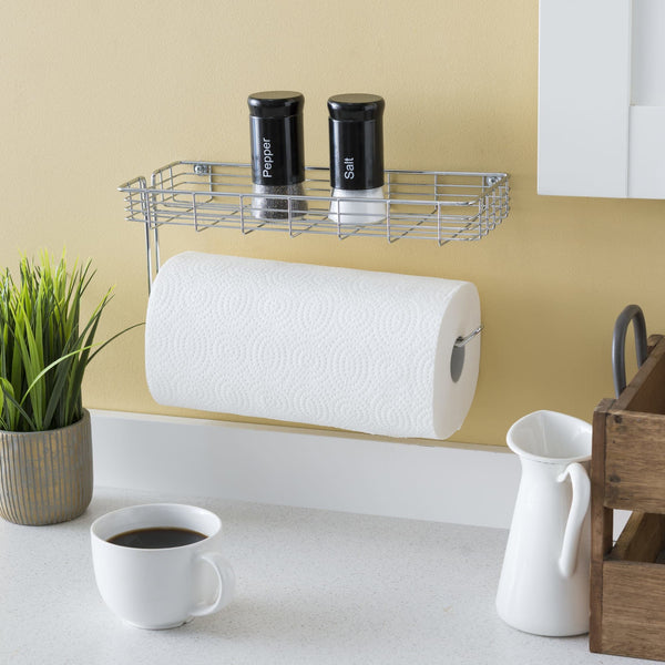Home Basics Chrome Plated Steel Wall Mounted Paper Towel Holder