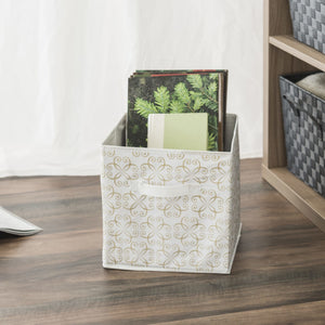 Home Basics Metallic Curlz Collapsible Non-Woven Storage Cube, Gold $3.00 EACH, CASE PACK OF 12