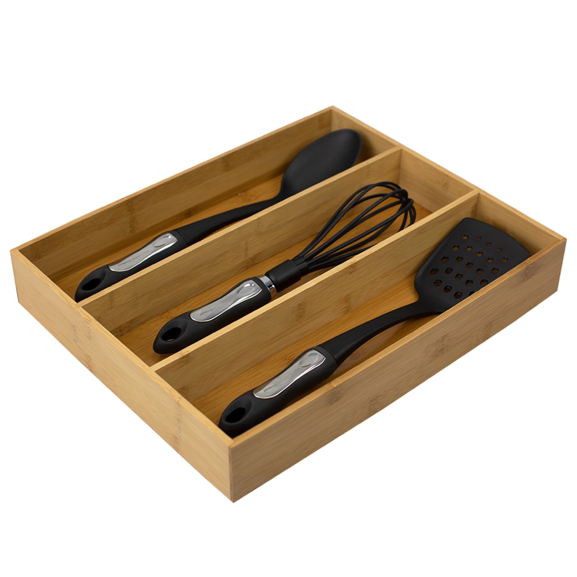 Home Basics Three Compartment Bamboo Organization, Natural $10 EACH, CASE PACK OF 6