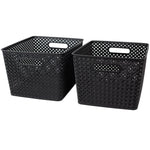 Load image into Gallery viewer, Home Basics Triple Woven 14&quot; x 11.75&quot; x 8.75&quot; Multi-Purpose Stackable Plastic Storage Basket, (Pack of 2) - Assorted Colors
