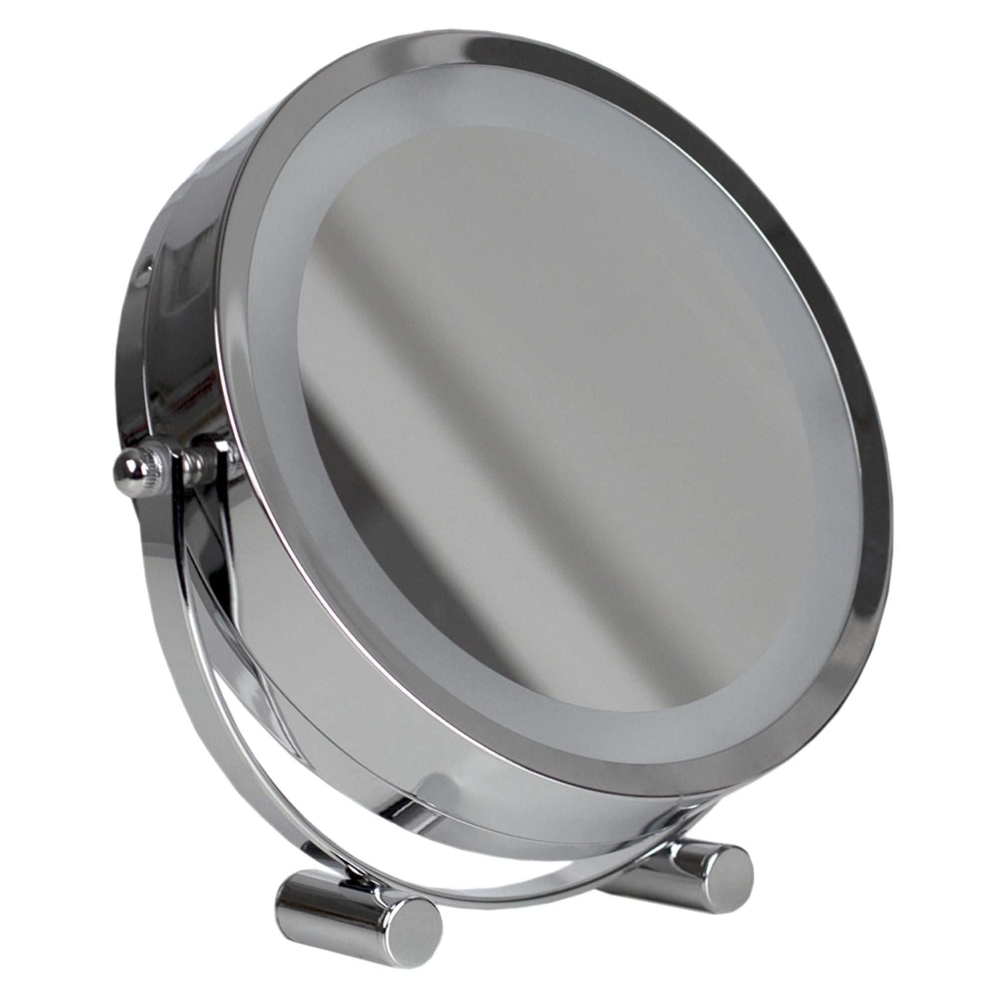 Home Basics Double Sided Cosmetic Countertop Handheld Mirror with LED Light, Chrome $15.00 EACH, CASE PACK OF 6