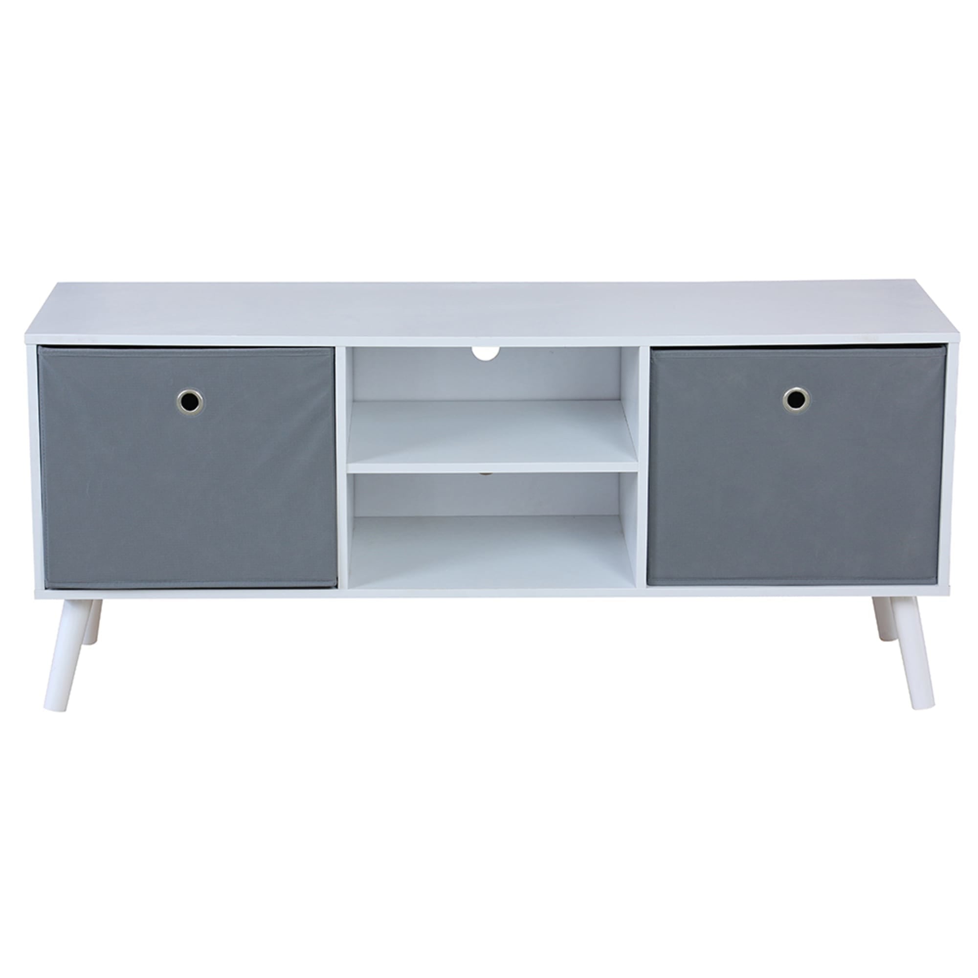 Home Basics TV Stand with 2 Non-Woven Bins, White $40.00 EACH, CASE PACK OF 1