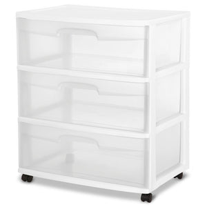 Sterilite Wide 3 Drawer Cart, White $42.00 EACH, CASE PACK OF 1