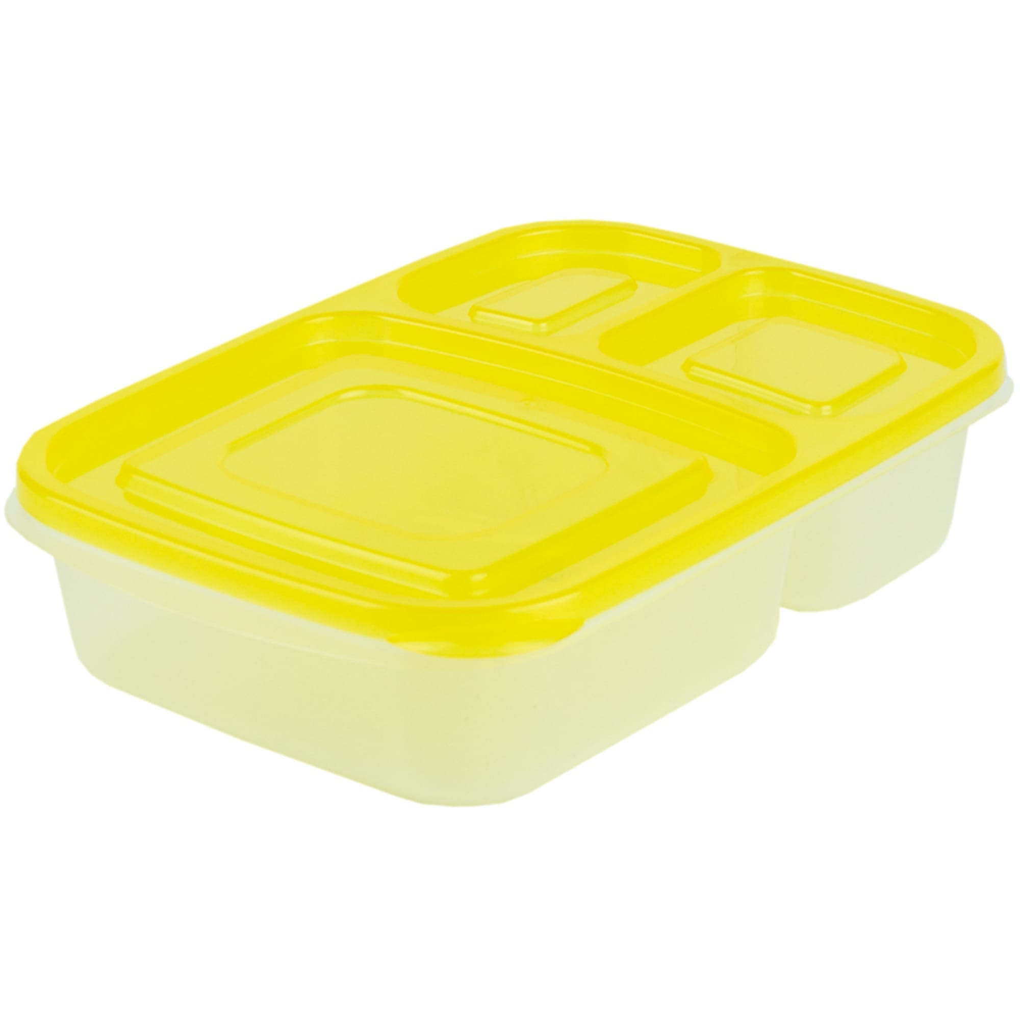 Home Basics 3 Section Plastic Food Storage Containers, (Set of 4), Yellow $6.00 EACH, CASE PACK OF 12