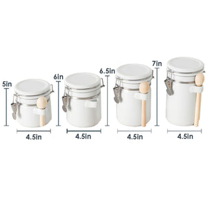 Home Basics 4 Piece Ceramic Canister Set with Wooden Spoons, White $20.00 EACH, CASE PACK OF 2