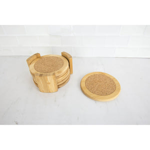 Home Basics 4.5" Bamboo Coaster Set, (Pack of 6) with Holder, Natural $7.00 EACH, CASE PACK OF 12