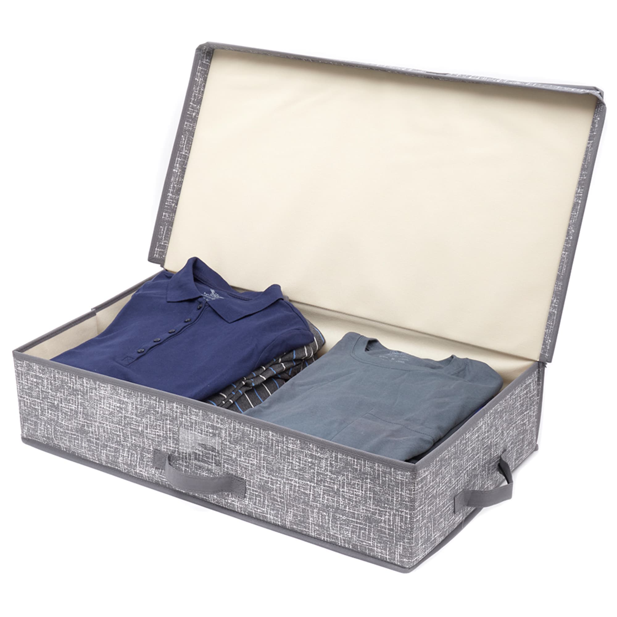 Home Basics Graph Line Non-Woven Under the Bed Storage Box with Label Window and Lid, Grey $8.00 EACH, CASE PACK OF 12