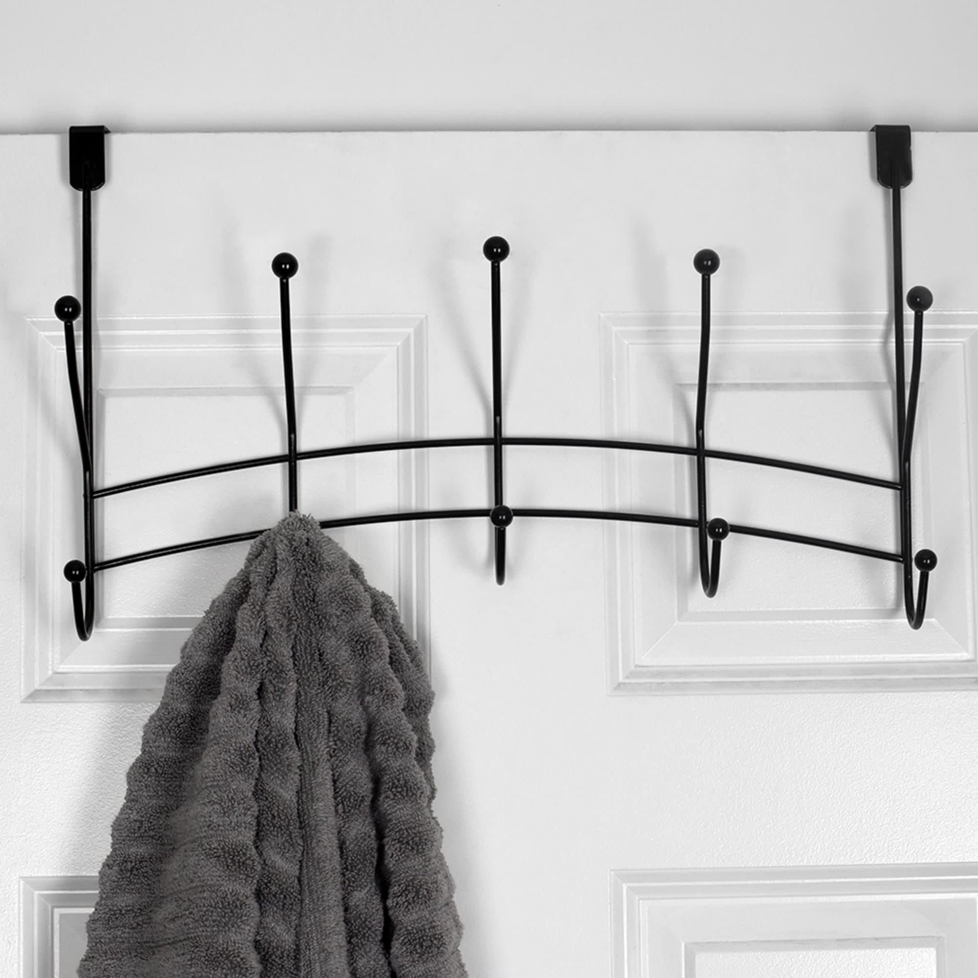 Home Basics Shelby 5 Hook Over the Door Hanging Rack, Black $5.00 EACH, CASE PACK OF 12