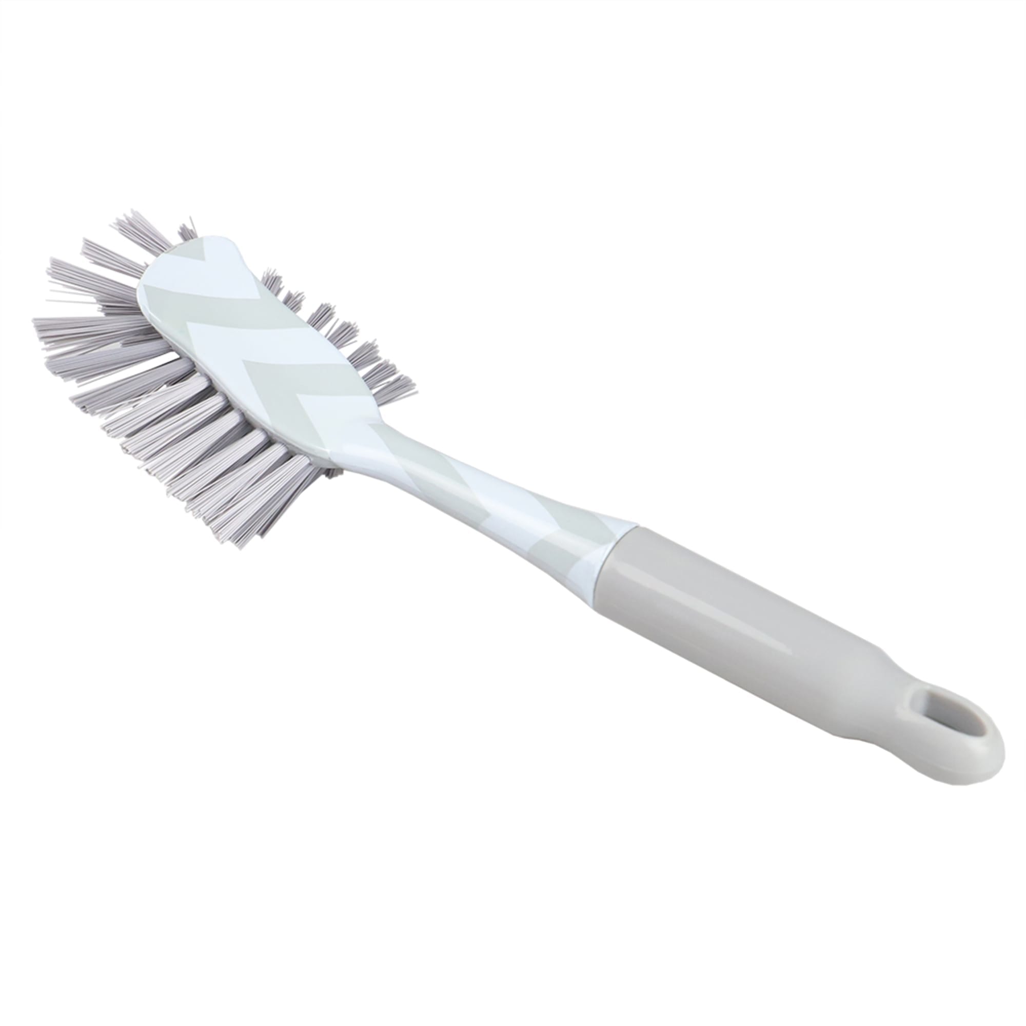 Home Basics Chevron Plastic Dish Brush with Long Non-slip Rubber Handle, Grey $2.00 EACH, CASE PACK OF 12