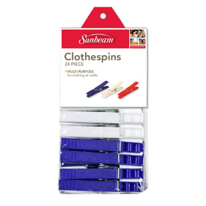 Home Basics Plastic Clothespins, (Pack of 24), Multi-Color $0.75 EACH, CASE PACK OF 36